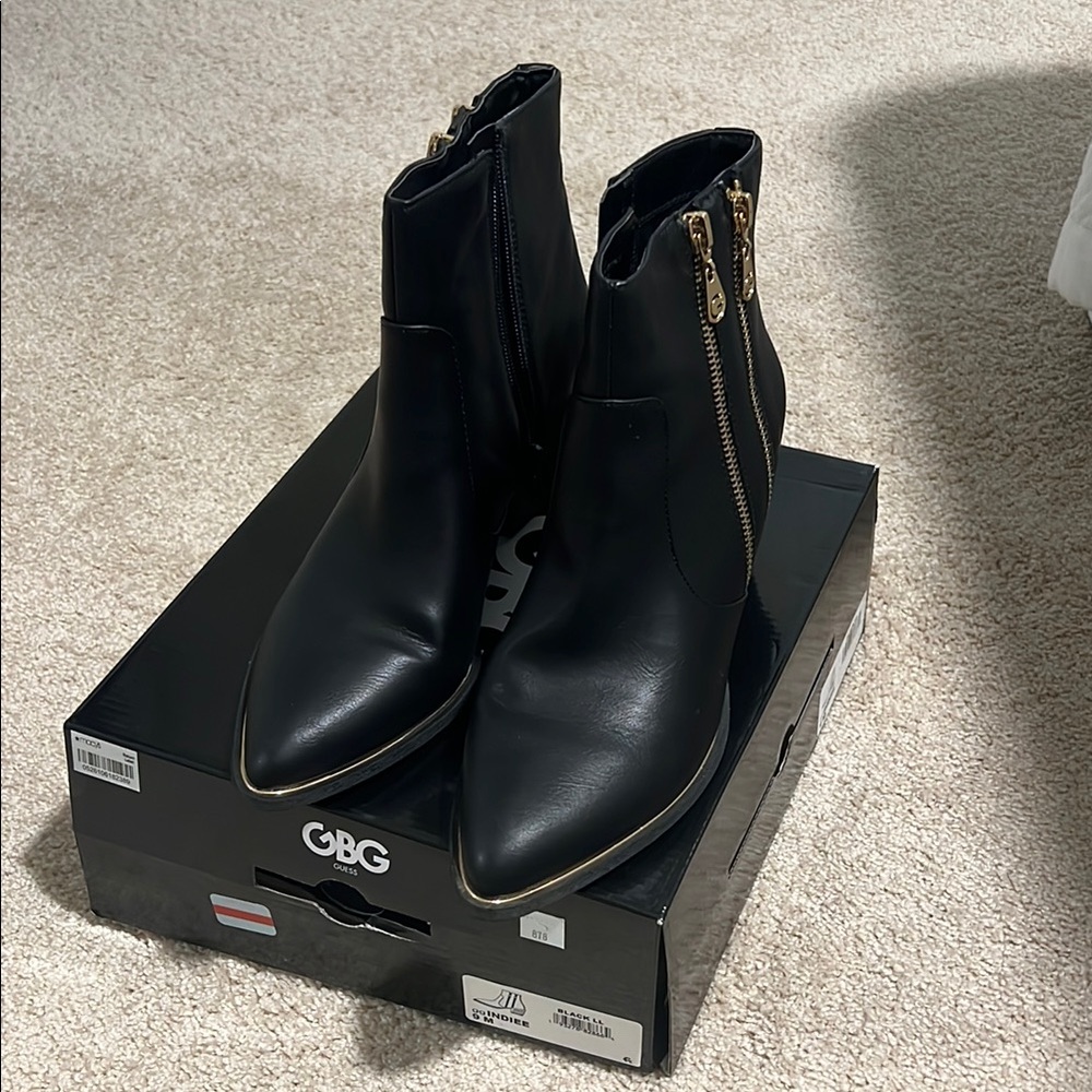 GBG Los Angeles Black and Gold Ankle Booties